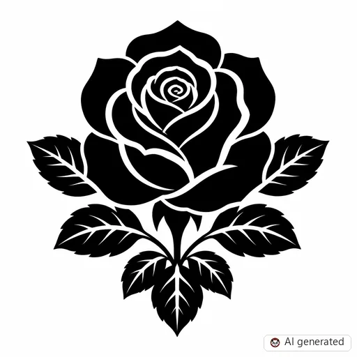 Rose tattoo design in Blackwork style