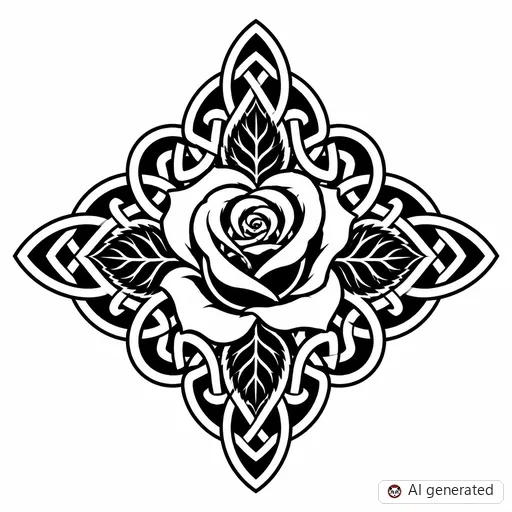 Disegno di tatuaggio Rosa in stile Celtico
