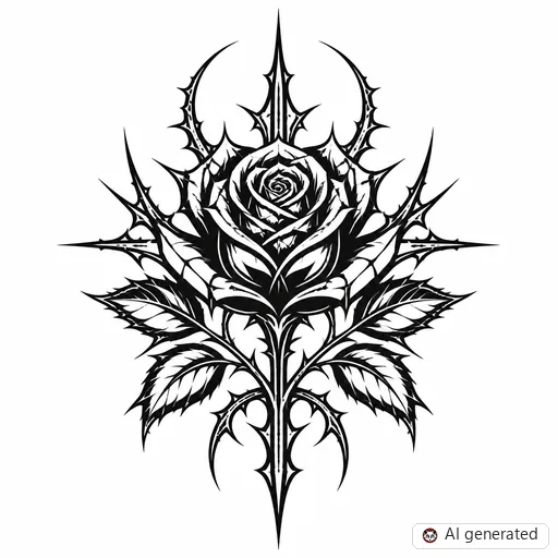 Rose tattoo design in Cybersigilism style