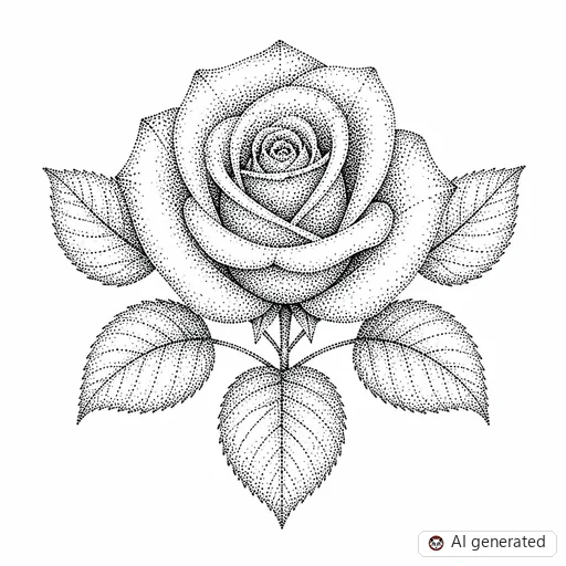 Rose tattoo design in Dotwork style