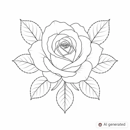 Rose tattoo design in Fine-Line style