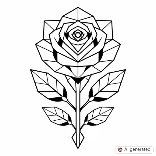 Rose tattoo design in Geometric style
