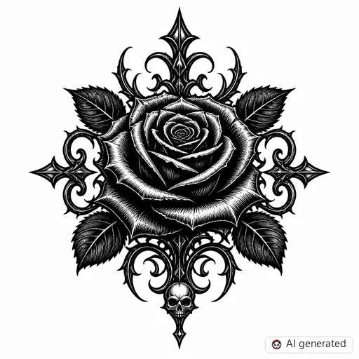 Disegno di tatuaggio Rosa in stile Gothic