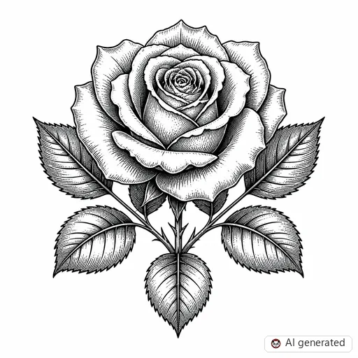 Rose tattoo design in Illustrative style