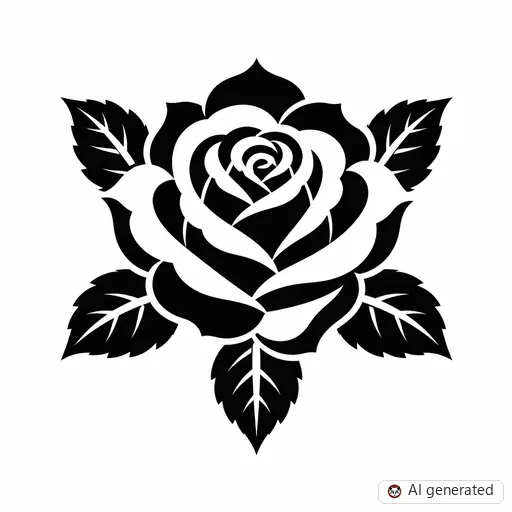 Rose-Tattoo-Entwurf im Stil Negative Space