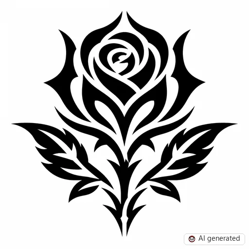 Rose tattoo design in Tribal style