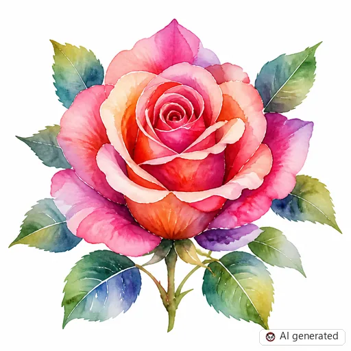 Rose tattoo design in Watercolor style