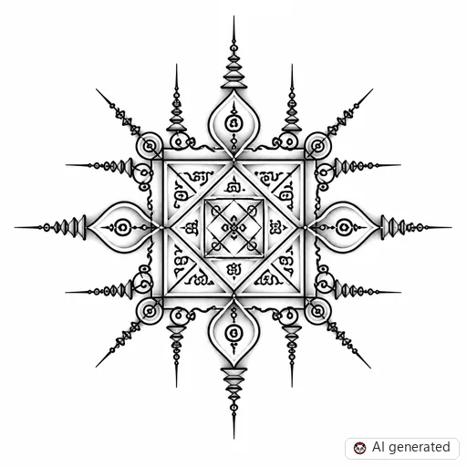 Sak Yant tattoo design in Black & Grey style