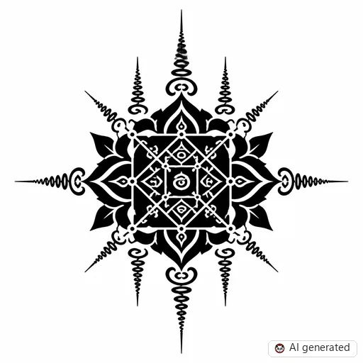Sak Yant tattoo design in Blackwork style