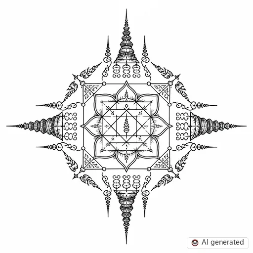 Sak Yant-Tattoo-Entwurf im Stil Illustrative