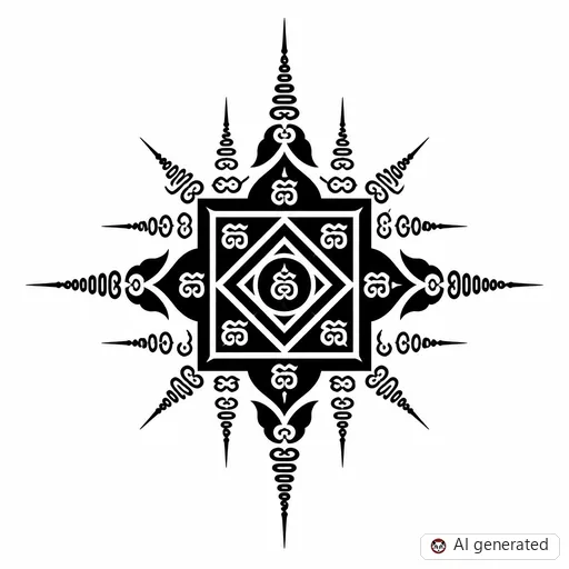 Sak Yant-Tattoo-Entwurf im Stil Negative Space