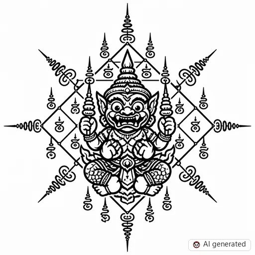 Sak Yant tattoo design in New School style
