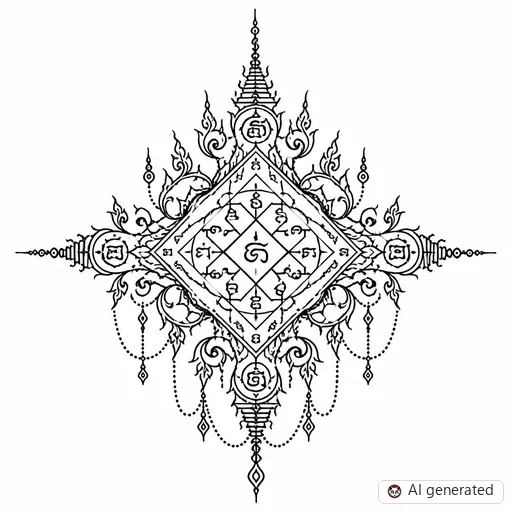 Sak Yant tattoo design in Ornamental style