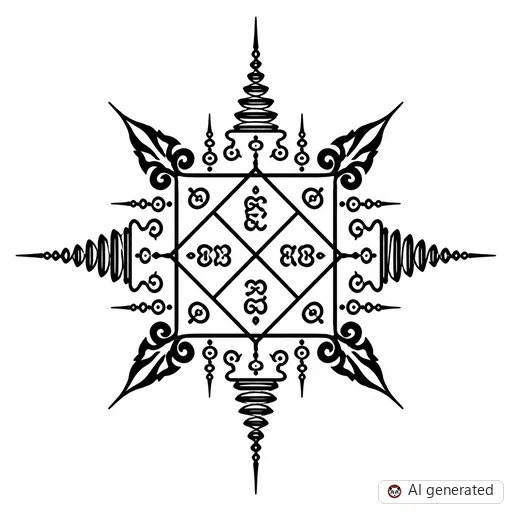 Sak Yant-Tattoo-Entwurf im Stil Traditional