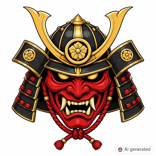 Samurai-Tattoo-Entwurf im Stil Anime
