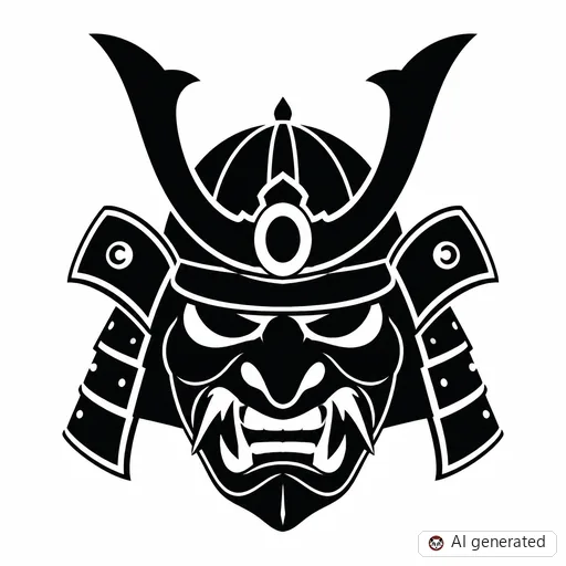 Samurai tattoo design in Blackwork style
