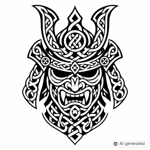 Disegno di tatuaggio Samurai in stile Celtico