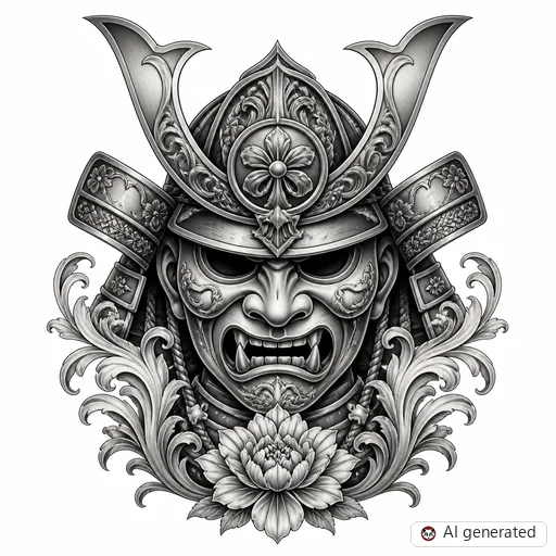Samurai-Tattoo-Entwurf im Stil Chicano