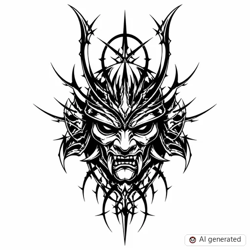 Samurai tattoo design in Cybersigilism style
