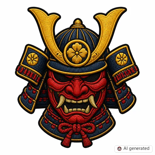 Diseño de tatuaje de Samurái en estilo Bordado