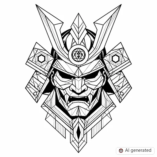 Samurai tattoo design in Geometric style
