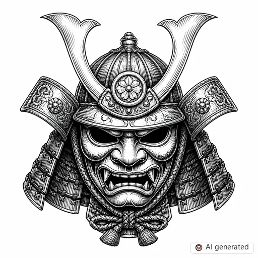 Samurai tattoo design in Illustrative style