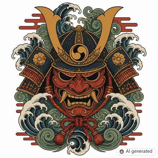 Samurai-Tattoo-Entwurf im Stil Japanisch (Irezumi)