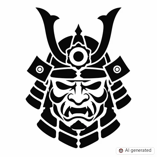 Samurai-Tattoo-Entwurf im Stil Negative Space