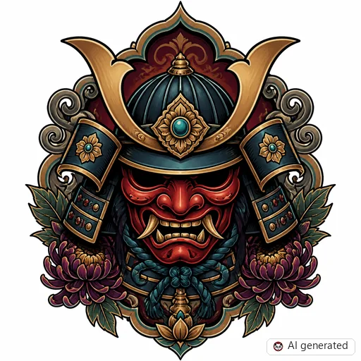 Samurai-Tattoo-Entwurf im Stil Neo-Traditional