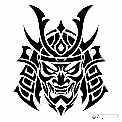 Samurai tattoo design in Tribal style