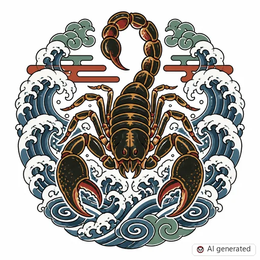 Skorpion-Tattoo-Entwurf im Stil Japanisch (Irezumi)