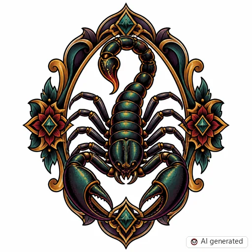 Skorpion-Tattoo-Entwurf im Stil Neo-Traditional