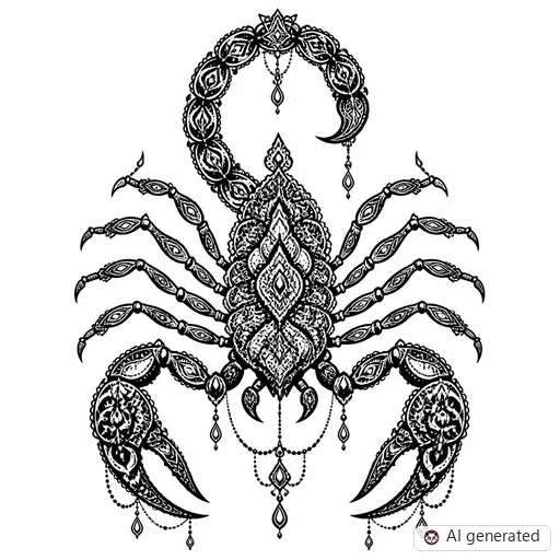 Scorpion tattoo design in Ornamental style