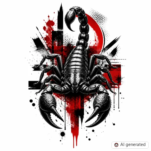 Scorpion tattoo design in Trash Polka style