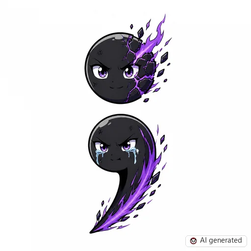 Semikolon-Tattoo-Entwurf im Stil Anime