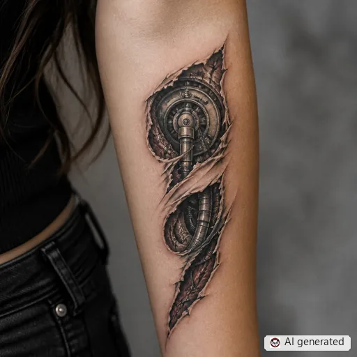 Semicolon tattoo design in Biomechanical style