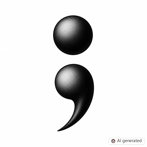 Semicolon tattoo design in Black & Grey style