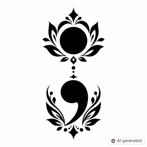 Semicolon tattoo design in Blackwork style