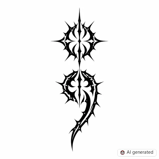 Semicolon tattoo design in Cybersigilism style