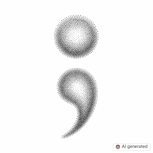 Semicolon tattoo design in Dotwork style