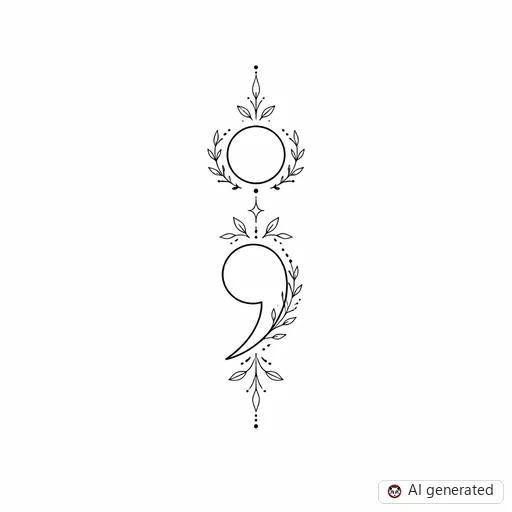 Semicolon tattoo design in Fine-Line style