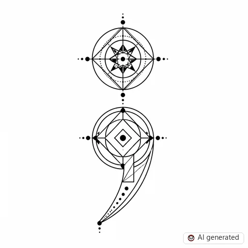 Semicolon tattoo design in Geometric style