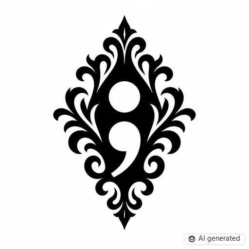 Semikolon-Tattoo-Entwurf im Stil Negative Space