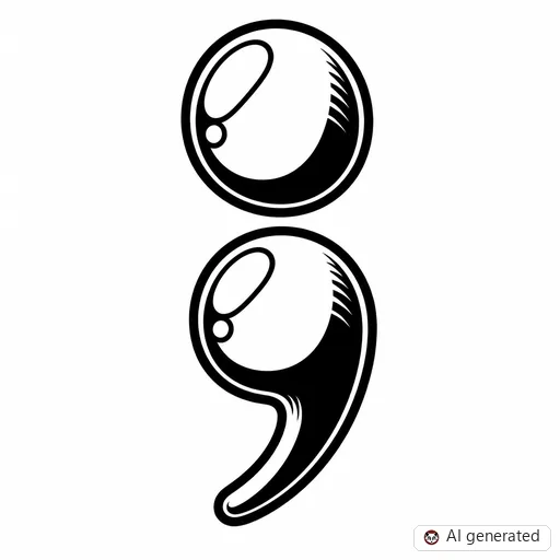 Semicolon tattoo design in New School style