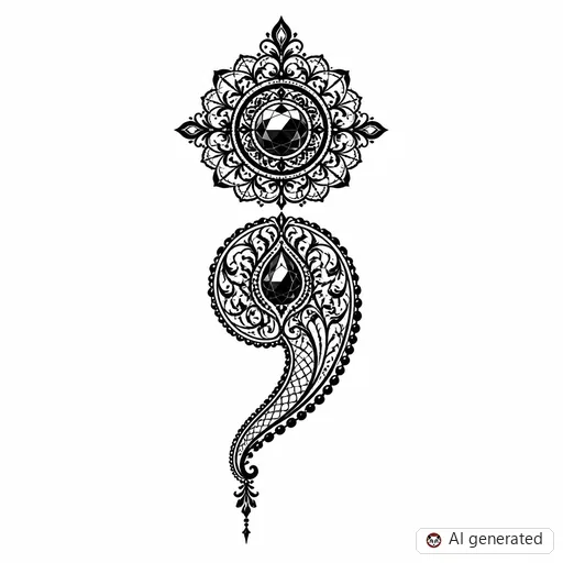 Semicolon tattoo design in Ornamental style