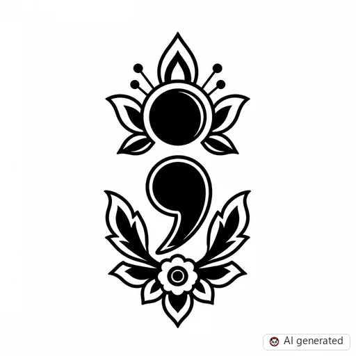 Semicolon tattoo design in Traditional style