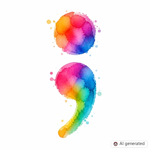 Semicolon tattoo design in Watercolor style