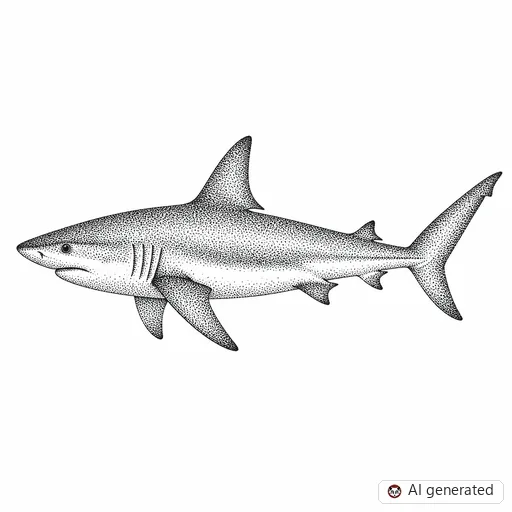 Shark tattoo design in Dotwork style