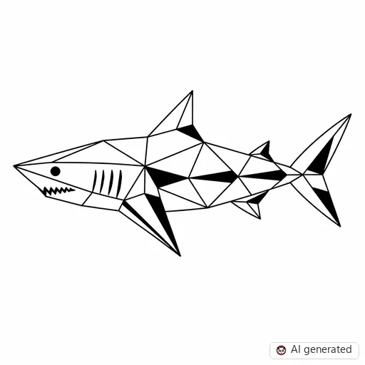Shark tattoo design in Geometric style