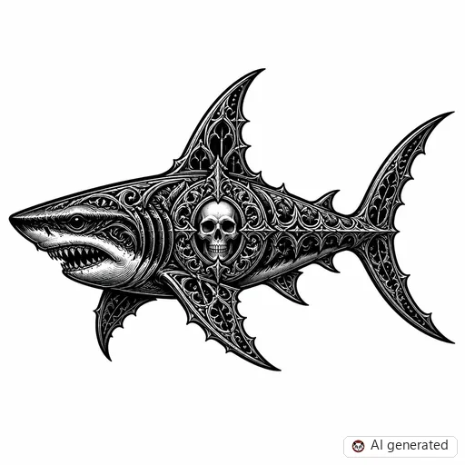 Disegno di tatuaggio Squalo in stile Gothic